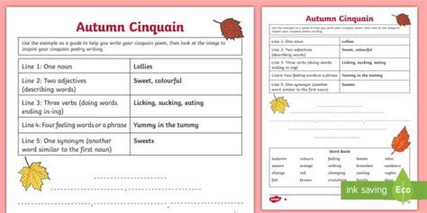 Cinquain Worksheets Pattern 2 - WorksheetsCity