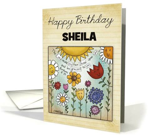 Customizable Happy Birthday, Sheila, Smiling Flowers with Sunshine card | Birthday greetings ...