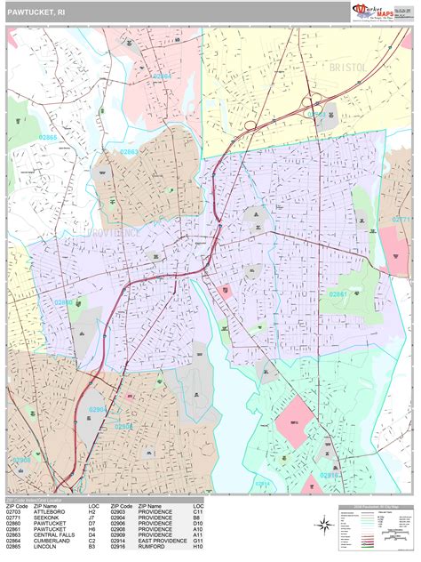 Pawtucket Rhode Island Wall Map (Premium Style) by MarketMAPS - MapSales