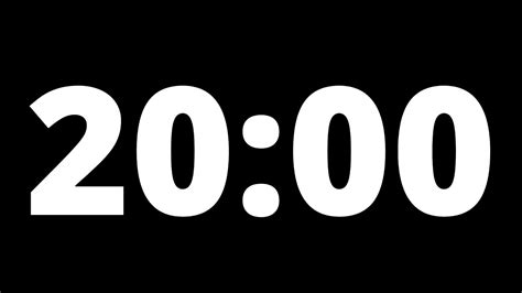 20 Minute Countdown Timer With Alarm (Black Background, No Music, No Sound) - YouTube