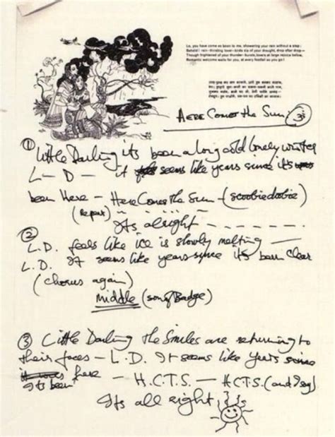 George Harrison handwritten lyrics for ‘Here Comes the Sun’ | McCartney Times