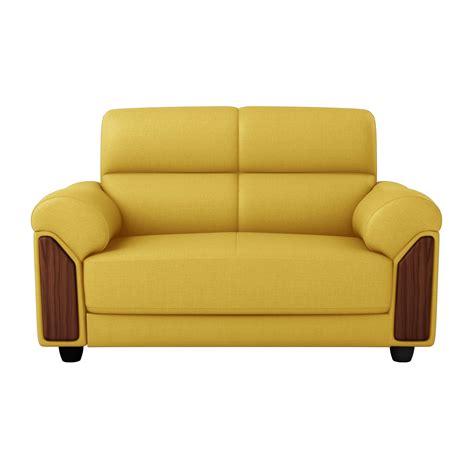 Buy Godrej Interio Plum 2 Seater Sofa in Fabric in Sunshine Yellow