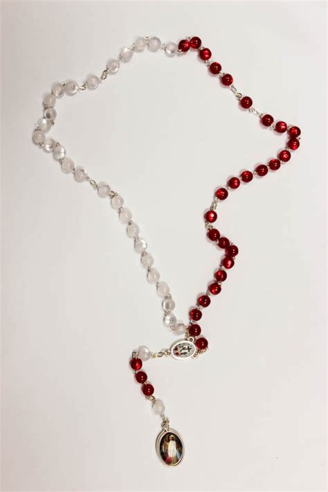 Chaplet of Divine Mercy Red and White Beads, Divine Mercy Chaplet, Rosary of Divine Mercy ...