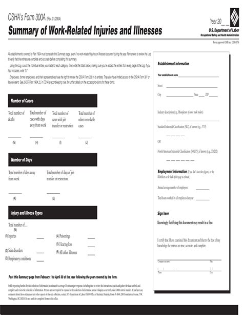 Osha 300 And 300a Form Fillable - Printable Forms Free Online