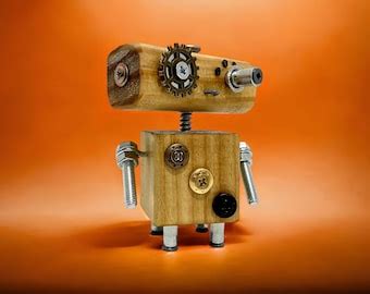 Oscar Wooden Steampunk Robot scifi Fantasy Odd Strange - Etsy