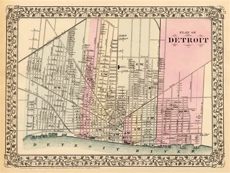 Detroit Map Vintage Map of Detroit Antique Map Archival - Etsy