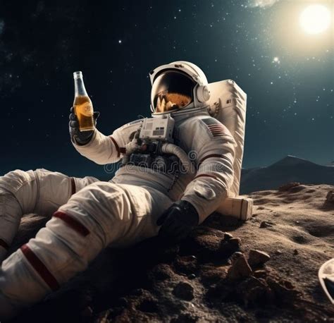 An Astronaut Drinks Some Beer on the Planet. Generative AI Stock Illustration - Illustration of ...