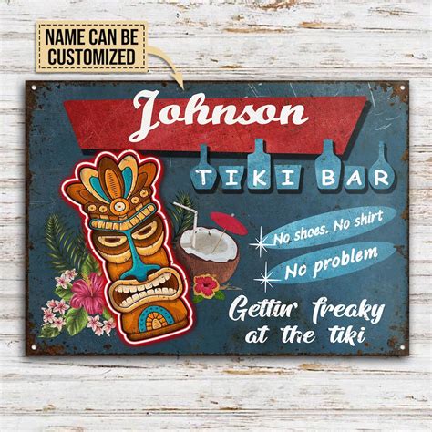 Personalized Tiki Bar Metal Sign Fun Tiki Bar Signs No Shoes | Etsy