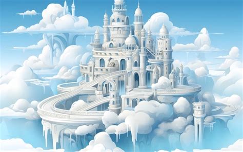 Premium AI Image | Fantasy landscape with castle in the clouds background