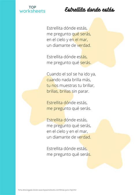 Estrellita donde estás, ficha para imprimir | TopWorksheets