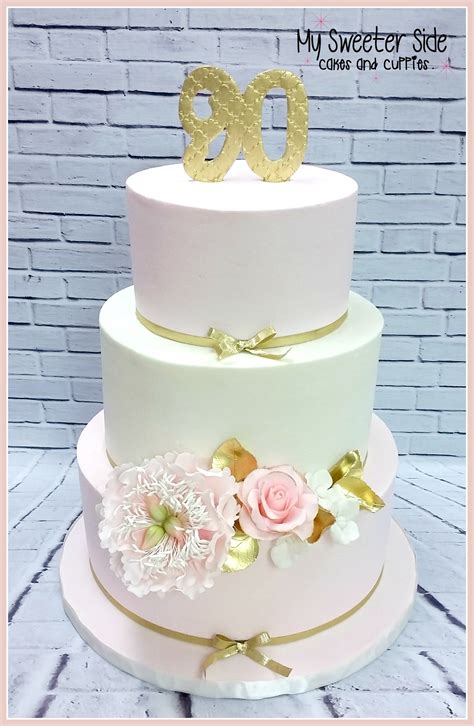 Pale Pink And Ivory Buttercream Cake With Gum Paste Flowers To ...