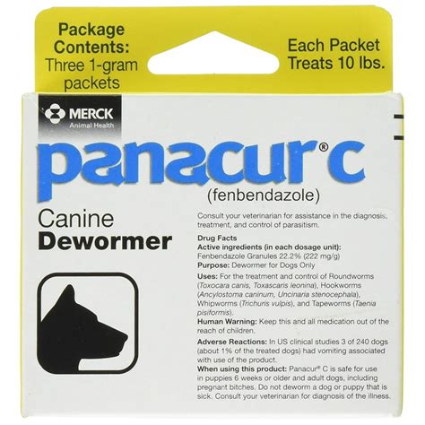 Panacur C Dewormer (Fenbendazole) for Dogs, Three 1-Gram Packets (10 Pounds) - Walmart.com ...