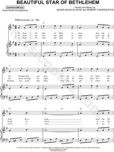 Joe Harris "Beautiful Star of Bethlehem" Sheet Music in G Major (transposable) - Download ...