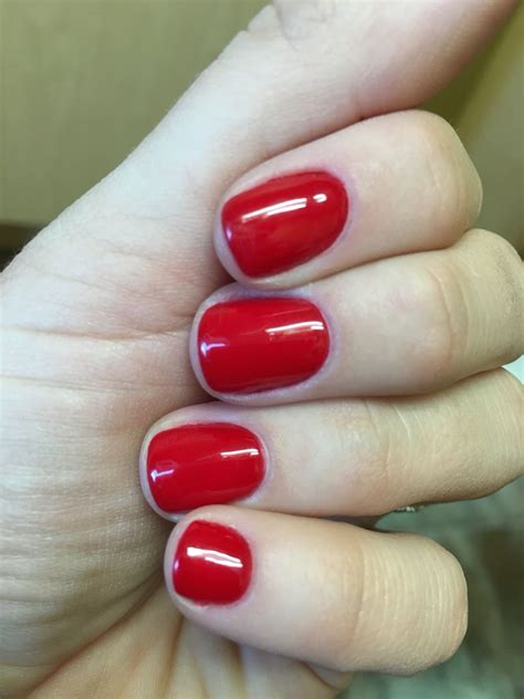 Short, red nails | Red acrylic nails, Nails, Red nails