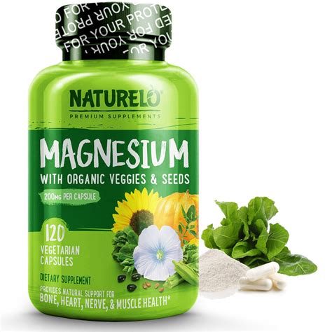 Magnesium Supplement with Organic Veggies & Seeds - 120 Capsules ...