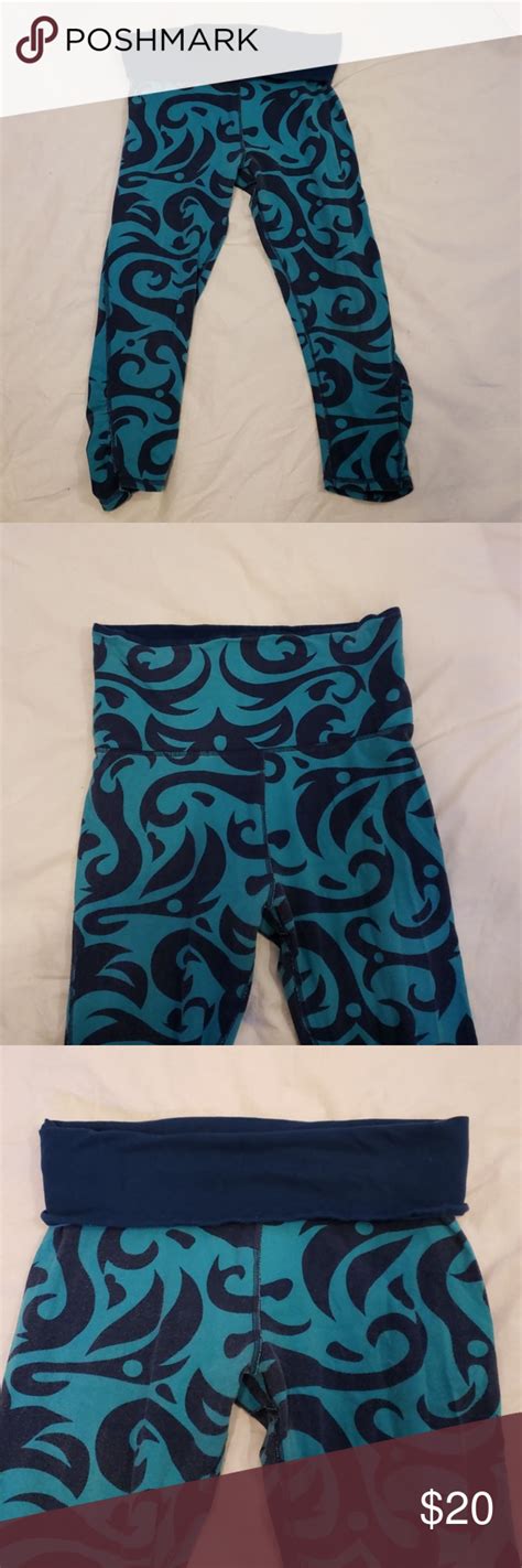 Gaiam Yoga Pants Women's Medium Teal Pattern Capri Gaiam Yoga Pants ...