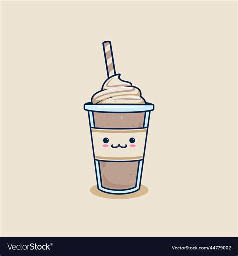 Kawaii cute chocolate milkshake in takeaway cup Vector Image