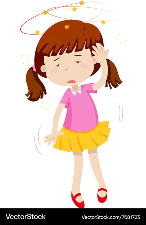 Little girl feeling dizzy Royalty Free Vector Image