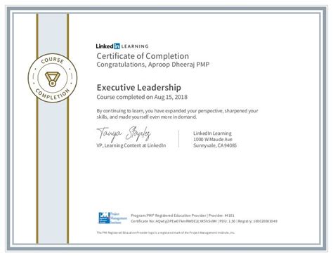 Certificate ofcompletion executive leadership