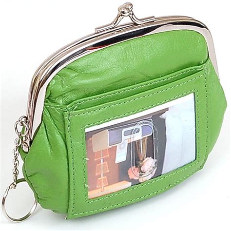 Womens Leather Coin Purse Mini Wallet Metal Frame ID Window Credit Card ...