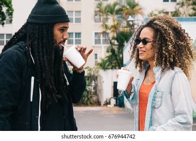 Couple Drinking Out Cups Refreshing Themselves Stock Photo 676944742 ...