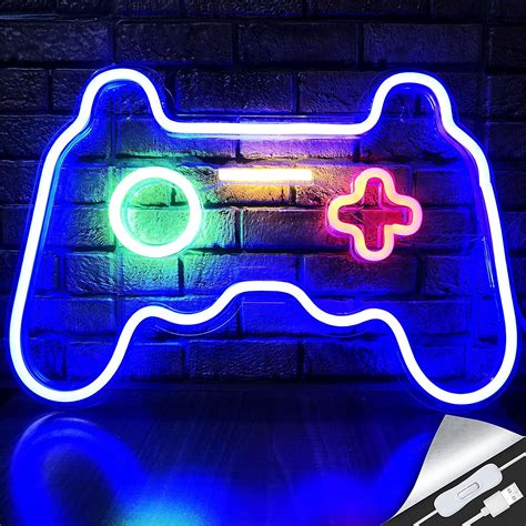 LED Game Neon Sign Gamepad Shape LED Sign Light Gamer Gift for Teen Boys Game Room Decor Bedroom ...