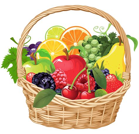 basket with fruits and vegetables - Clip Art Library