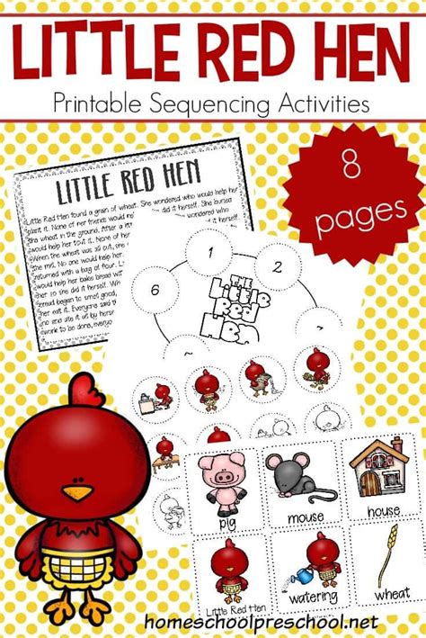 Free Printable Little Red Hen Sequencing Cards | Little red hen activities, Little red hen ...