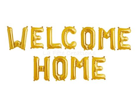 Welcome Home Letter Balloons Gold or Silver 16” Mylar Pack of 11 Banner Balloons… Welcome Home ...