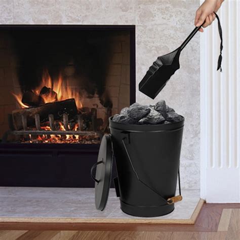 GoDecor 5.15 Gallon Black Ash Bucket with Lid and Shovel-Essential ...