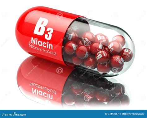 Vitamin B3 Capsule. Pill with Niacin or Nicotinic Acid Stock Illustration - Illustration of ...