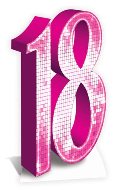 Lifesize Cardboard Cutout of Number 18 Pink From Birthday Numbers buy ...