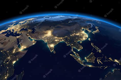 Premium AI Image | Beautiful amazing planet Earth with night lights of megacities and cities ...