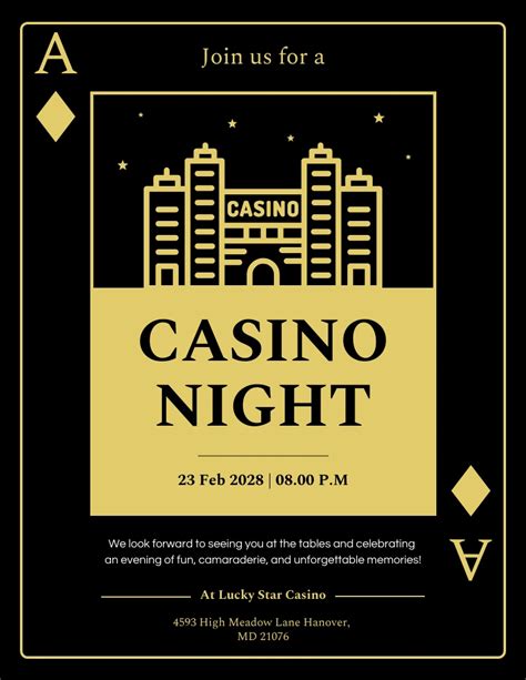 Minimalist Black And Gold Casino Invitations - Venngage