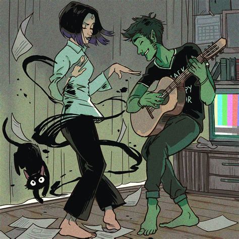 Raven and Beast Boy busting a move : r/DCcomics