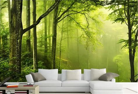 3d room wallpaper High end custom mural non woven wall sticker 3 d Green forest nature painting ...