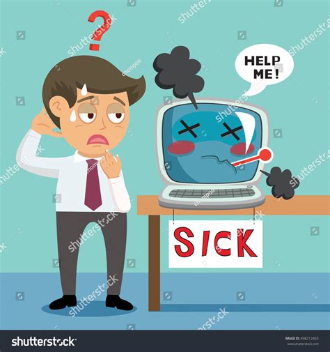 Businessman Computer Virus Vector Illustration Cartoon Stock Vector ...