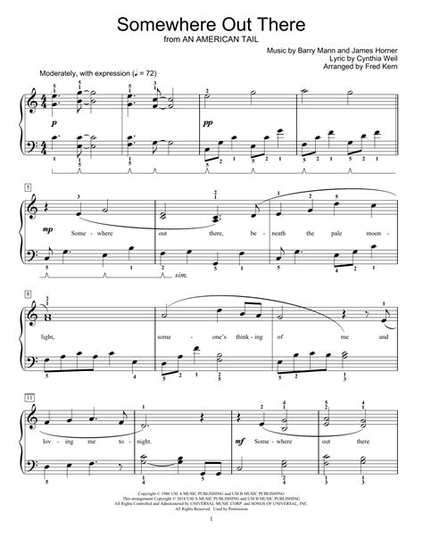 Somewhere Out There sheet music by Fred Kern (Educational Piano – 154881)