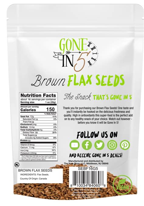 Brown Flax Seeds 16 Oz. (12 Pack) – The Nuts Shop