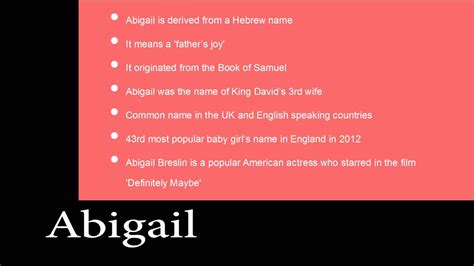 Abigail Girl's Name - YouTube