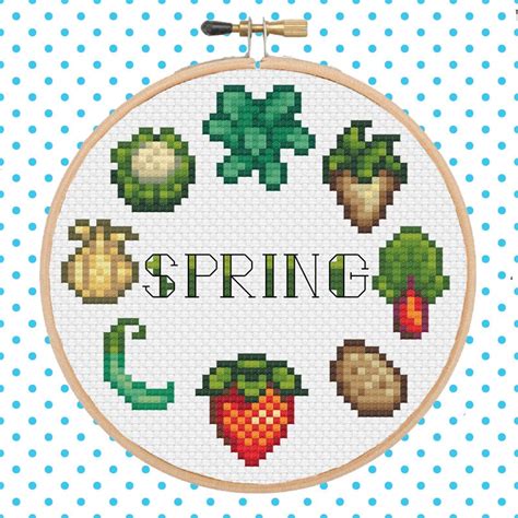 Stardew Valley Spring Crops Cross Stitch Pattern Pixel Art | Etsy