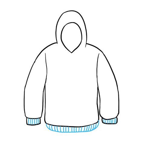 a drawing of a hooded sweatshirt with the hood pulled back to reveal an ...