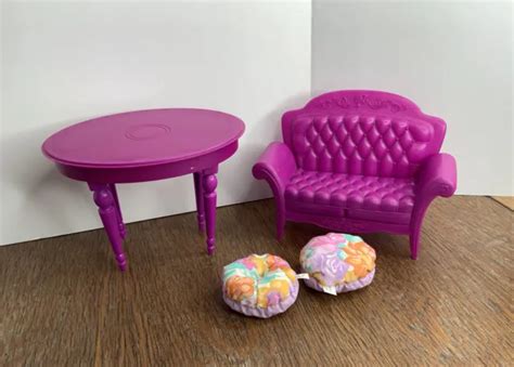 BARBIE DOLL DREAM House Purple Dining Room Table & Couch Replacement Mattel 2008 $10.30 - PicClick