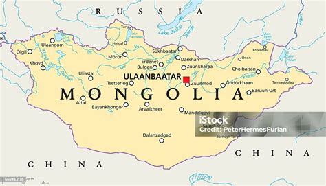 Mongolia Political Map Stock Illustration - Download Image Now - Asia, Atlantic Ocean, Capital ...