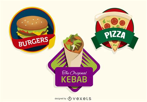 3 Colorful Fast Food Logos Vector Download