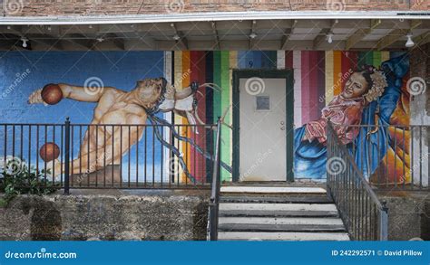 One of Three Murals on a Vacant Building on Bishop Avenue in Oak Cliff, Dallas, Texas. Editorial ...