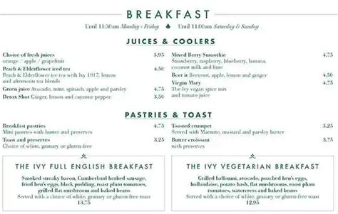 The Ivy Menu with Prices UK [Updated October 2023]