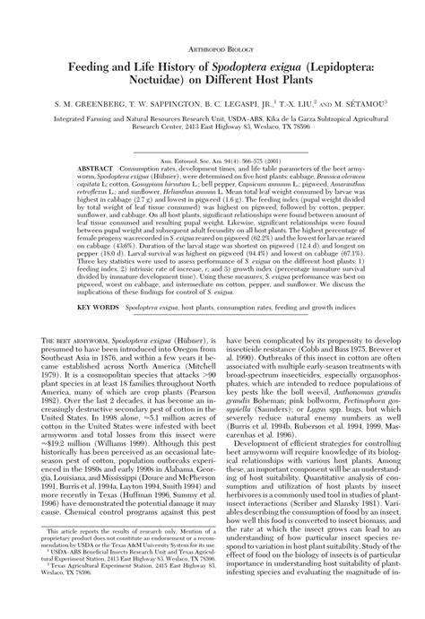 (PDF) Feeding and Life History of Spodoptera exigua (Lepidoptera ...