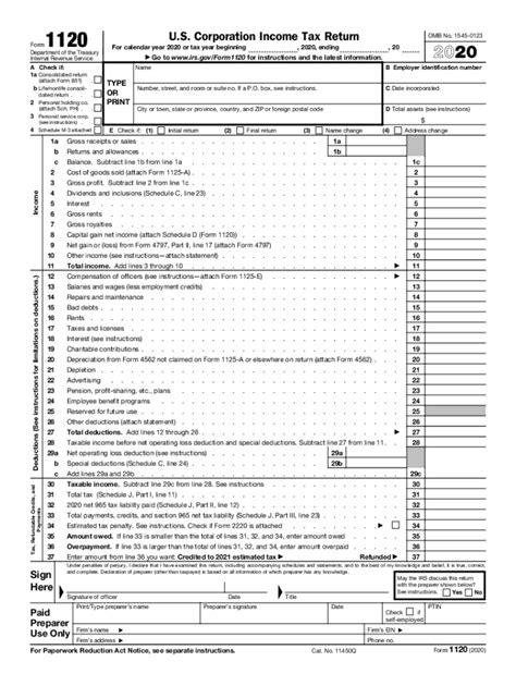 IRS 1120 2020 - Fill out Tax Template Online | US Legal Forms