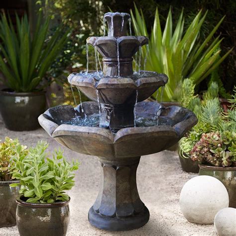 Henri Studio Montreux 48" Cast Stone 3-Tier Garden Fountain - #2H113 | Lamps Plus